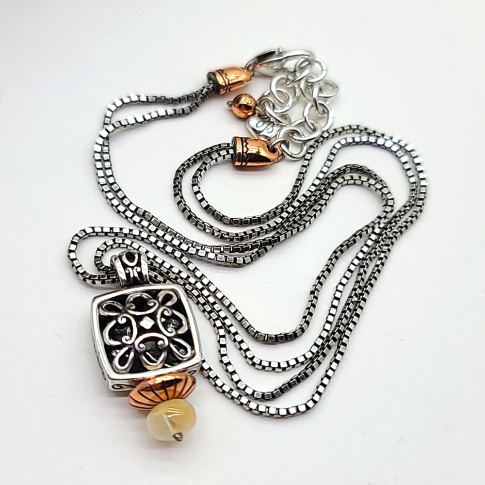 Brighton "Desert Sun" Rose Gold & Silver Plated Mixed Media Scrollwork Neck 🌞